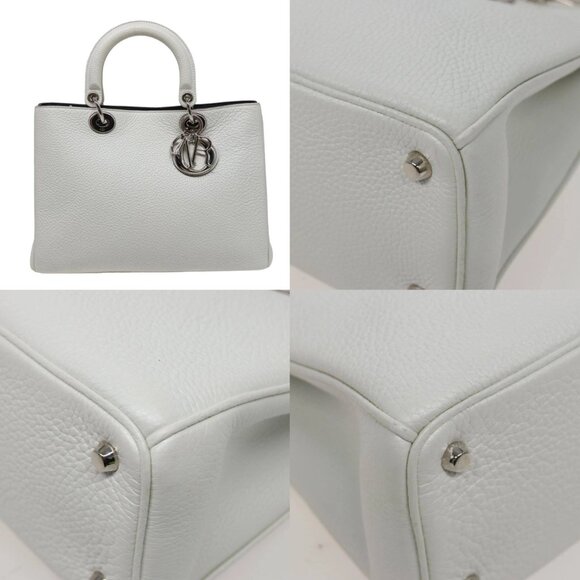 Christian Dior Diorissimo Hand Bag Leather 2way White Auth am6412AV - Picture 14 of 15